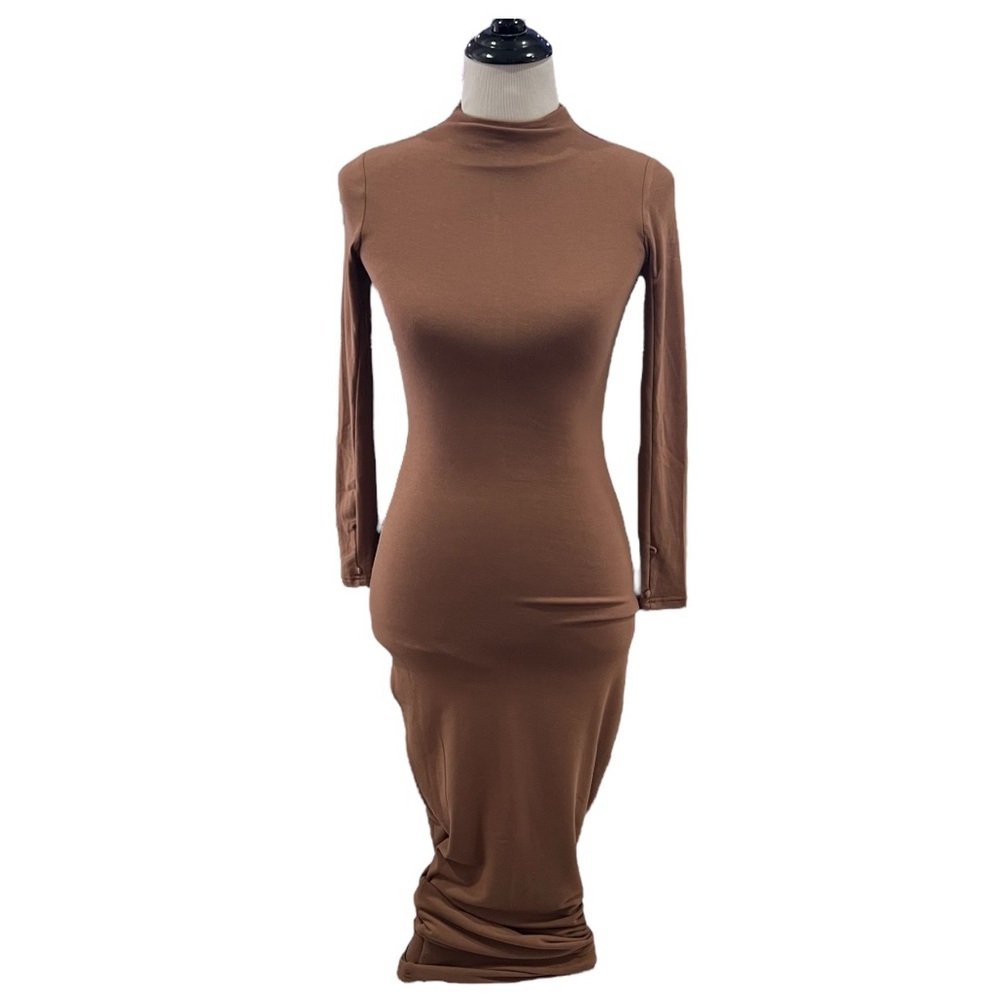 JLUXLABEL Brown Mock Neck Bodycon Dress Small NWT